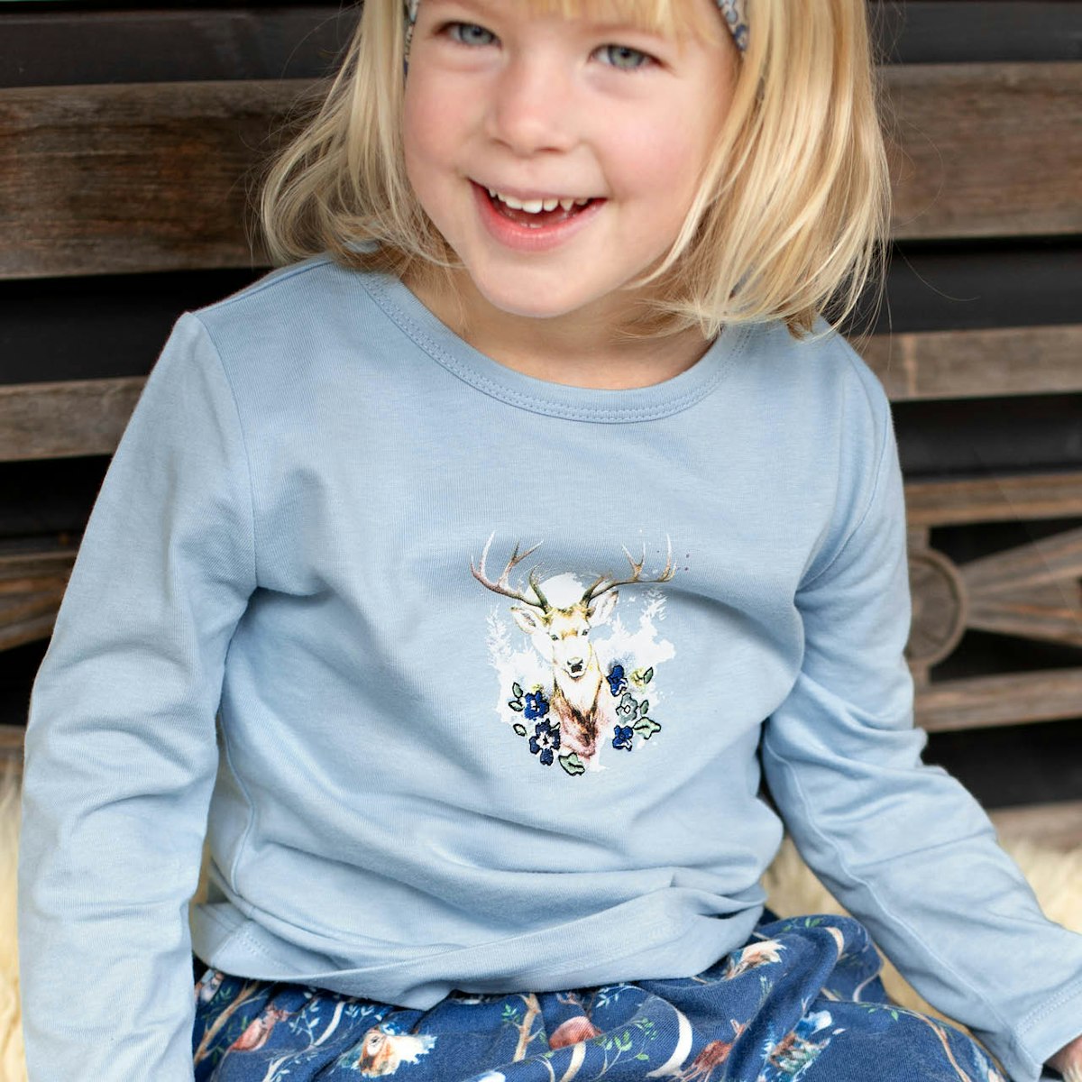 Langarmshirt Hirsch-Druck hellblau 122 Langarmshirt Hirsch-Druck hellblau 122