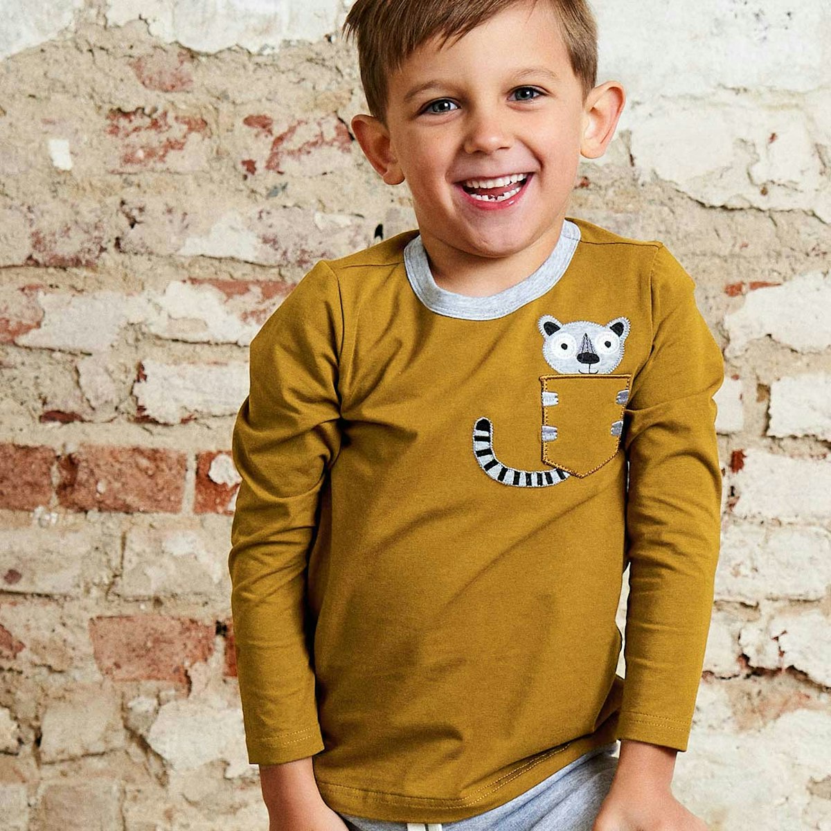 Langarmshirt Lemur mit Brusttasche safran 80 Langarmshirt Lemur mit Brusttasche safran 80