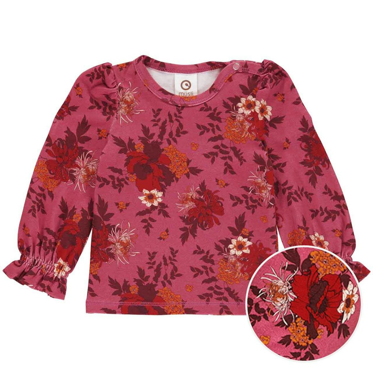 Langarmshirt Rüschenärmel Blümchen violett 86 Langarmshirt Rüschenärmel Blümchen violett 86