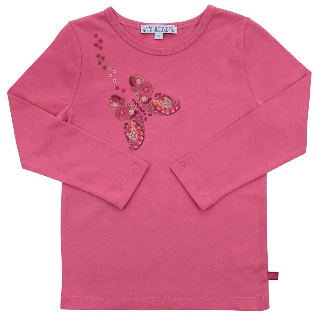 Langarmshirt Schmetterling-Stickerei fuchsia 116 Langarmshirt Schmetterling-Stickerei fuchsia 116