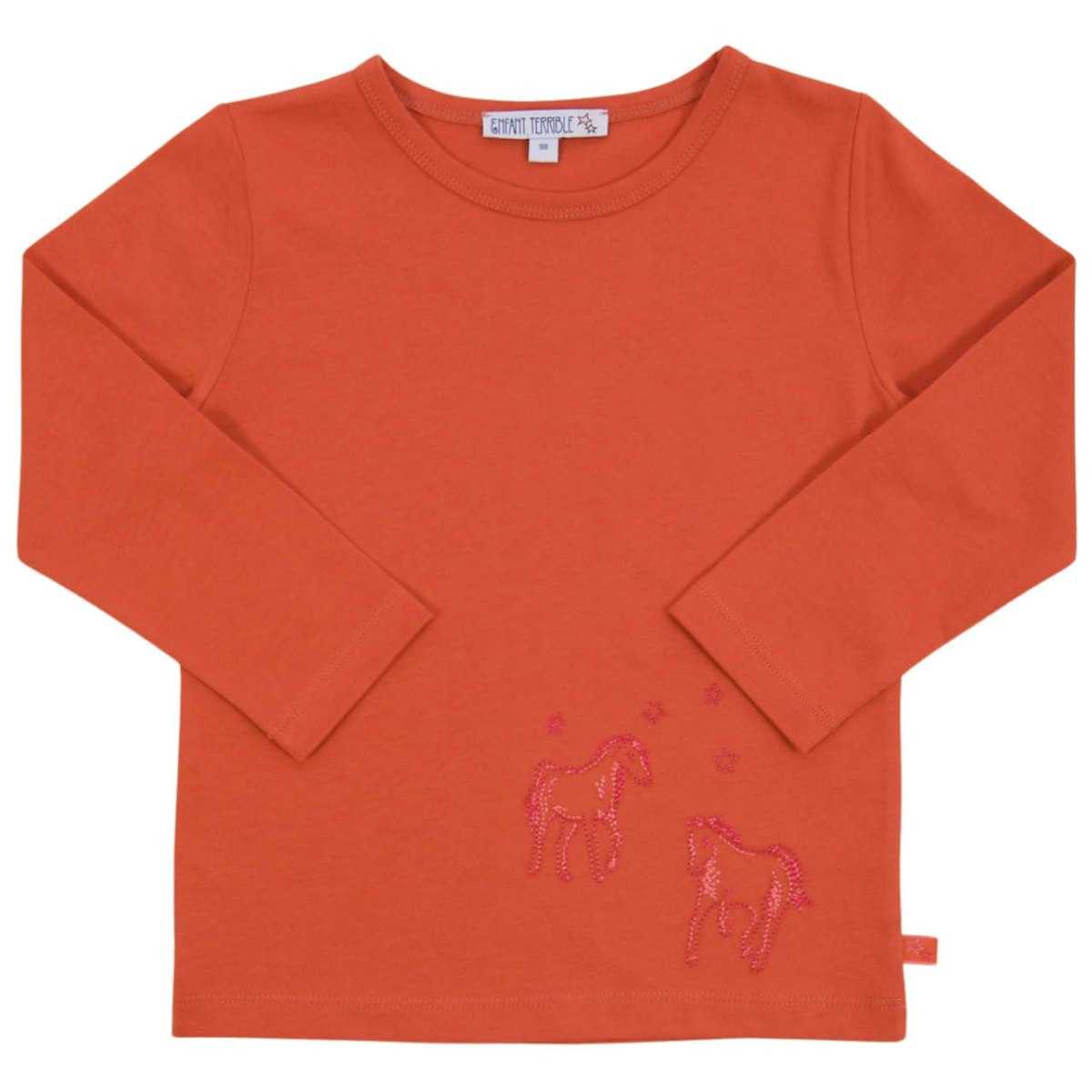 Langarmshirt mit Pferde-Stickerei kupfer-rot 122 Langarmshirt mit Pferde-Stickerei kupfer-rot 122