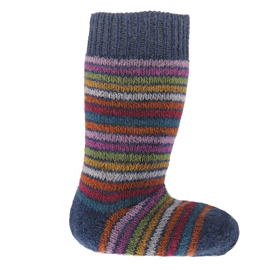 Lange Vollplüsch Socken Wolle warm dick blau 25/26 Lange Vollplüsch Socken Wolle warm dick blau 25/26