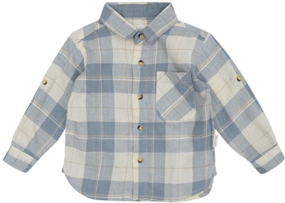 Leevje Flanellshirt mit durchgehender Knopfleiste - beige & blue