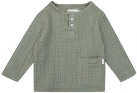 Leevje Musselinshirt mit Tasche - green