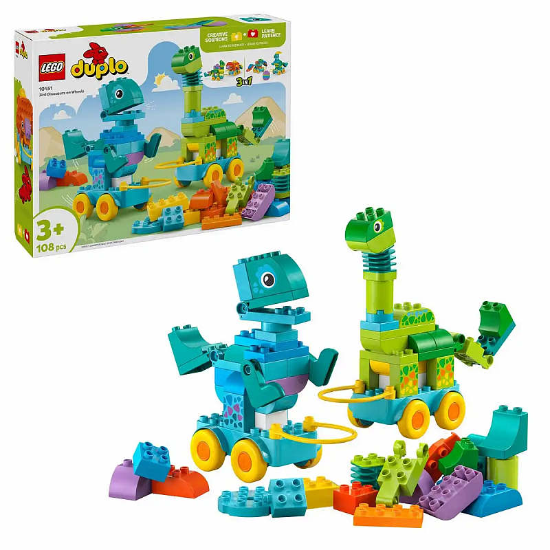 Lego - LEGO Duplo Dinos auf Rädern 3 in 1 Set Lego - LEGO Duplo Dinos auf Rädern 3 in 1 Set