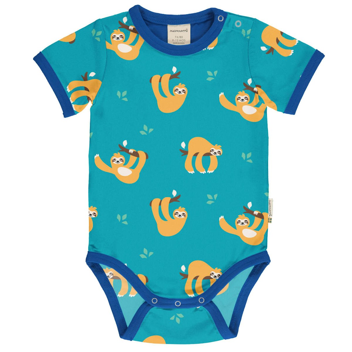 Leichter Body kurzarm Faultier blau 86/92 Leichter Body kurzarm Faultier blau 86/92