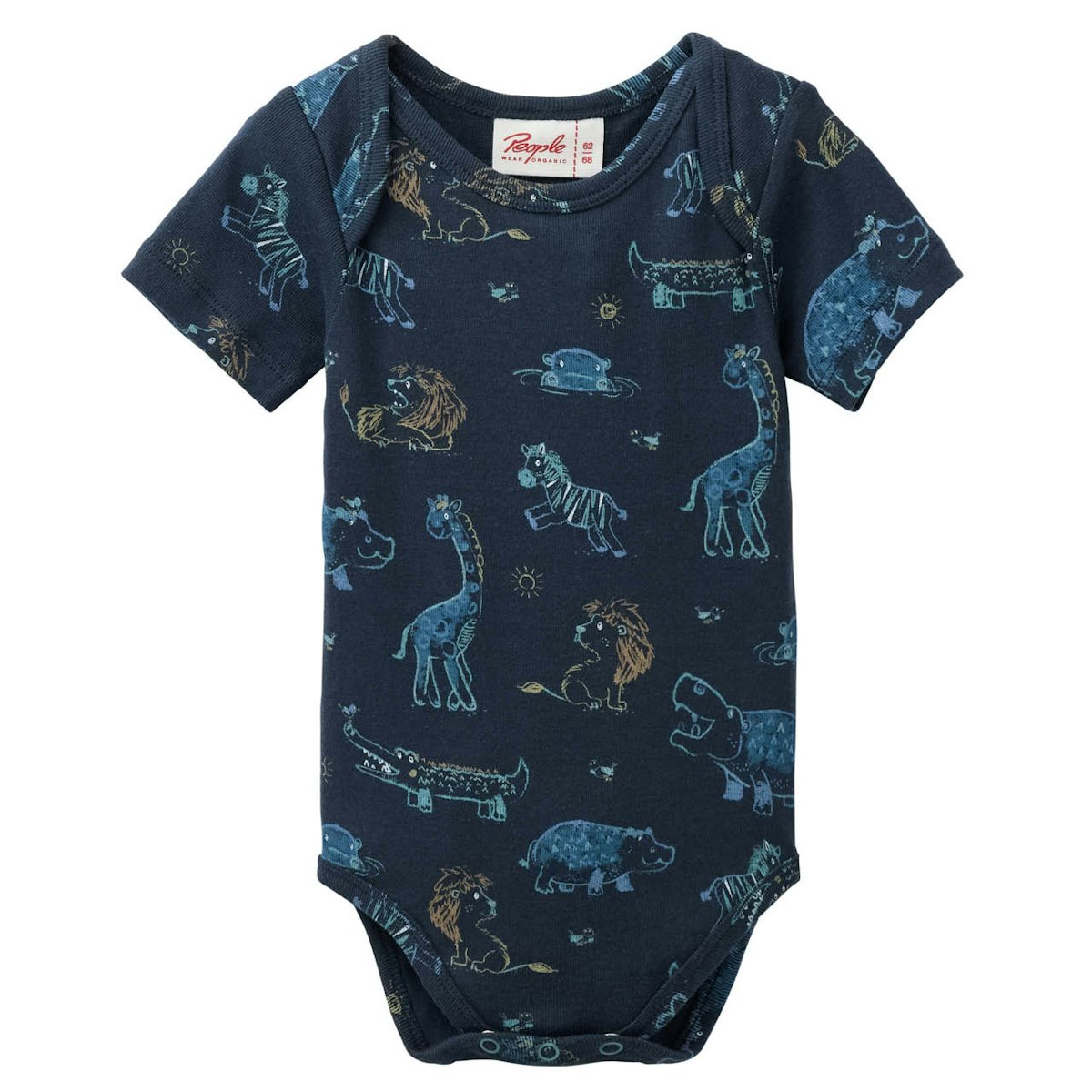 Leichter Kurzarmbody Savannentiere dunkelblau 74/80 Leichter Kurzarmbody Savannentiere dunkelblau 74/80