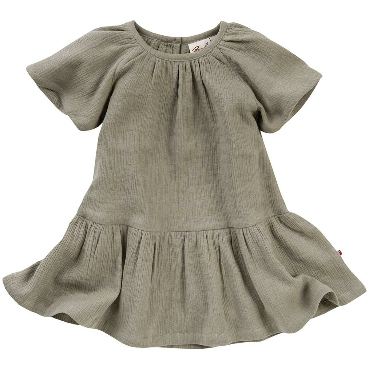 Leichtes Musselin Kleid kurzarm khaki 86/92 Leichtes Musselin Kleid kurzarm khaki 86/92
