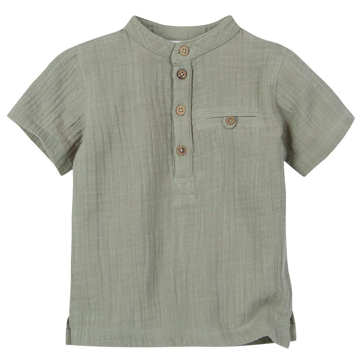 Leichtes Musselin Shirt kurzarm khaki 86/92 Leichtes Musselin Shirt kurzarm khaki 86/92