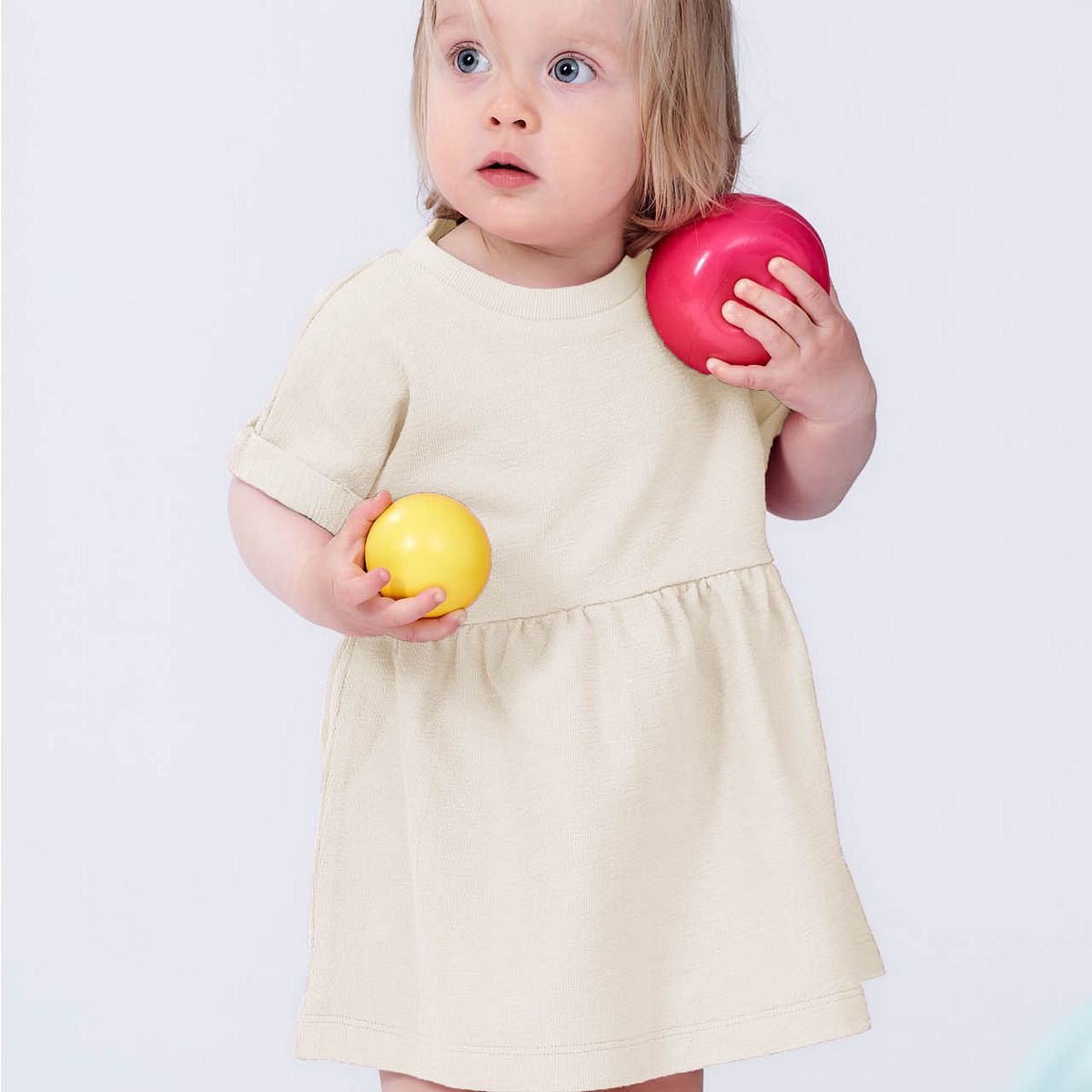 Leichtes Sommer-Sweat Babykleid creme-weiß 50/56 Leichtes Sommer-Sweat Babykleid creme-weiß 50/56