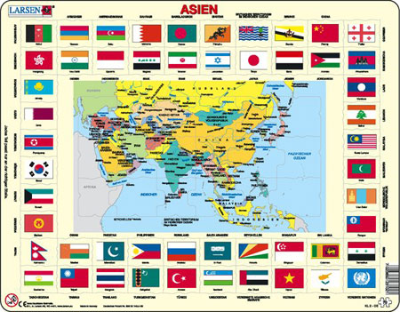 Lernkarte - Asien und Flaggen (politisch)