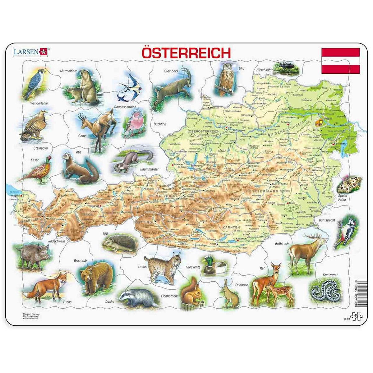 Lernpuzzle Österreich Karte für Kinder ab 6 Jahre Lernpuzzle Österreich Karte für Kinder ab 6 Jahre