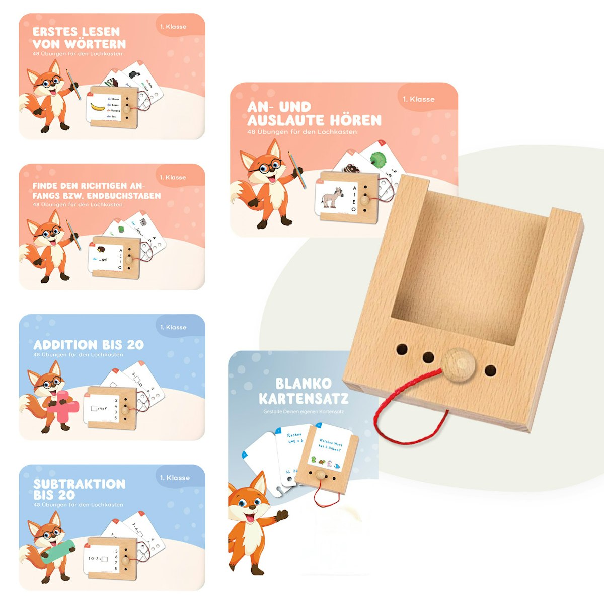 Lochkasten Set für die 1. Klasse mit 6 Kartensätzen Lochkasten Set für die 1. Klasse mit 6 Kartensätzen