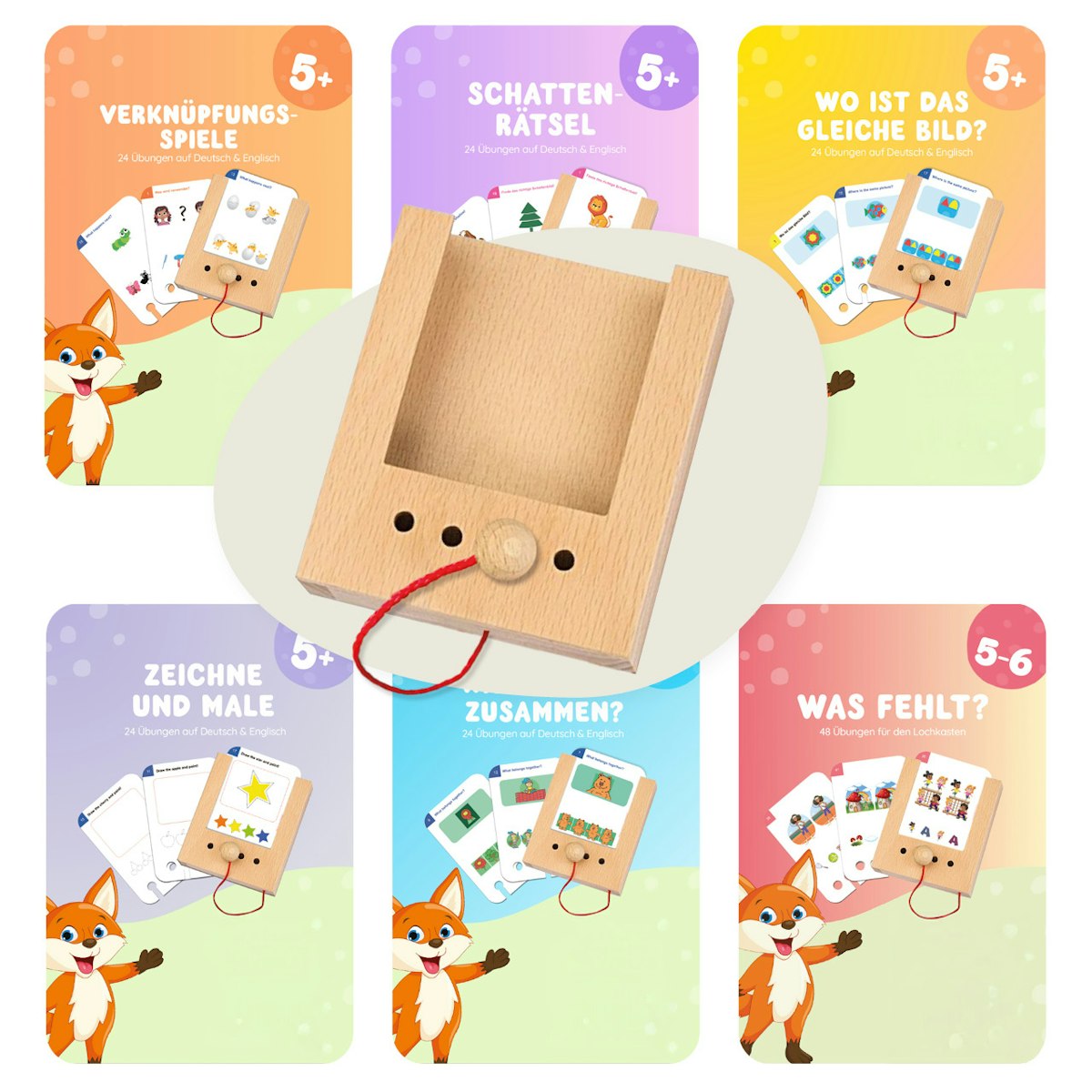 Lochkasten Starterset ab 5 Jahren mit 6 Kartensätzen Lochkasten Starterset ab 5 Jahren mit 6 Kartensätzen