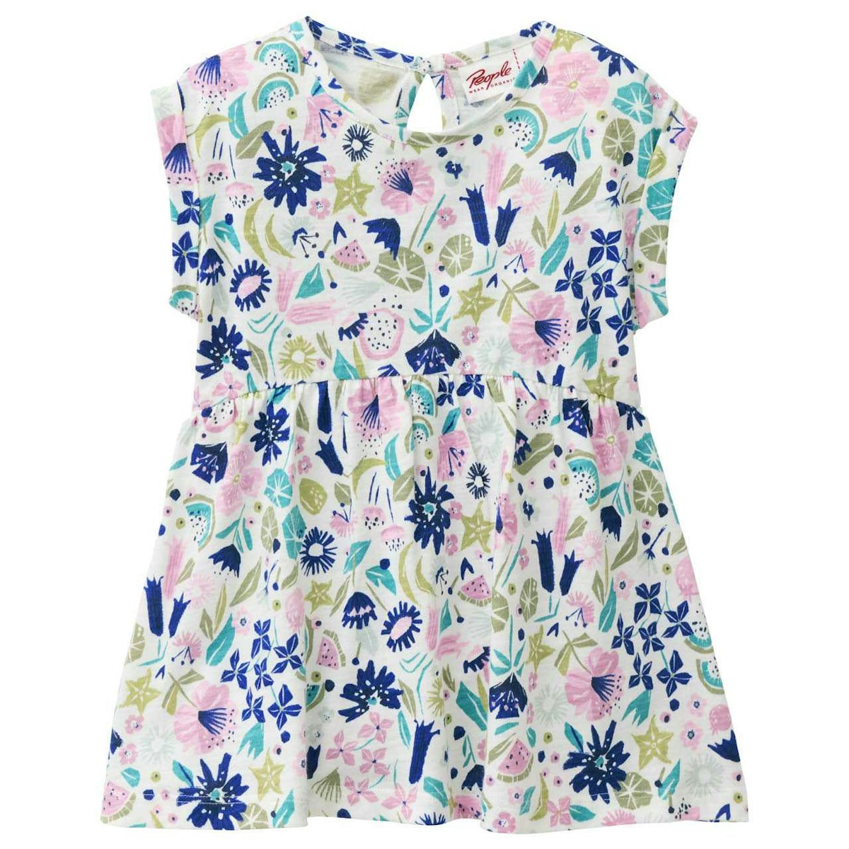 Luftiges Kleid kurzarm tropische Blüten 86/92 Luftiges Kleid kurzarm tropische Blüten 86/92