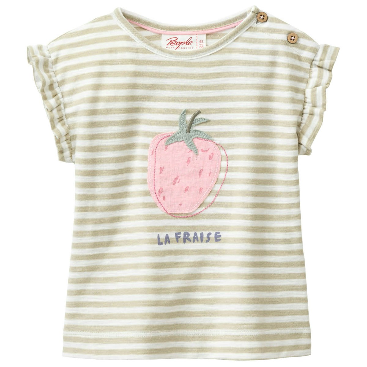 Luftiges T-Shirt Rüschenärmel khaki gestreift 98/104 Luftiges T-Shirt Rüschenärmel khaki gestreift 98/104