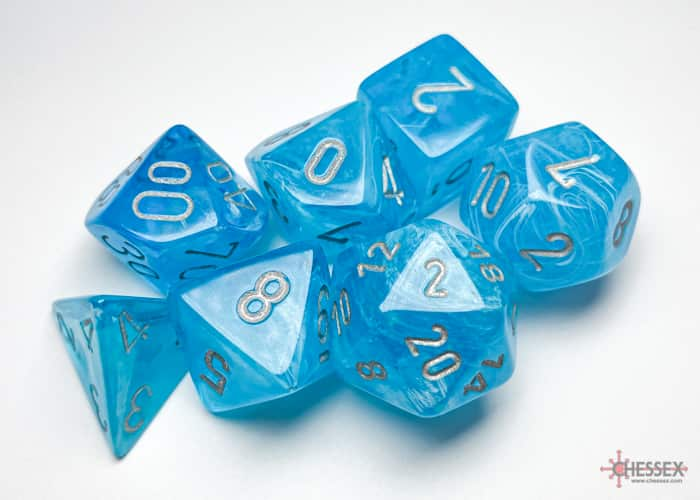 Luminary Sky/Silver RPG Dice Set Würfel Dices P&P Dices