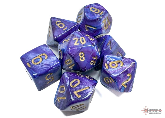 Lustrous Purple/Gold RPG Dice Set Würfel Dices