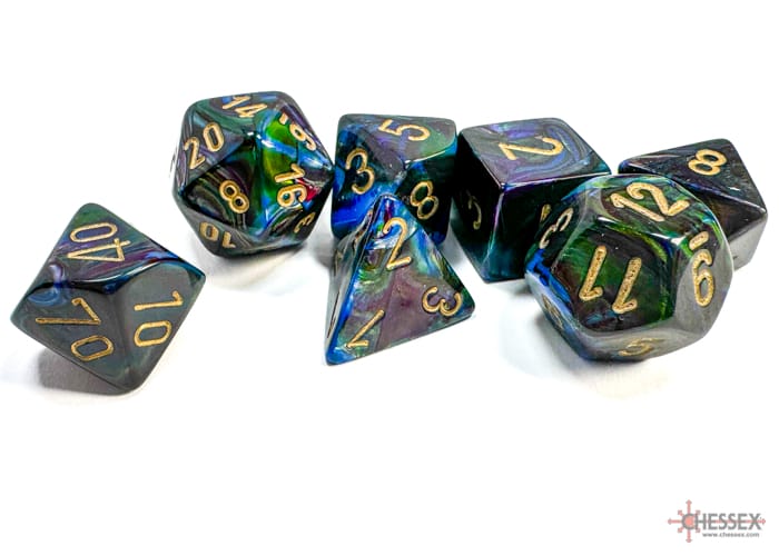 Lustrous Shadow/Gold RPG Dice Set Würfel Dices