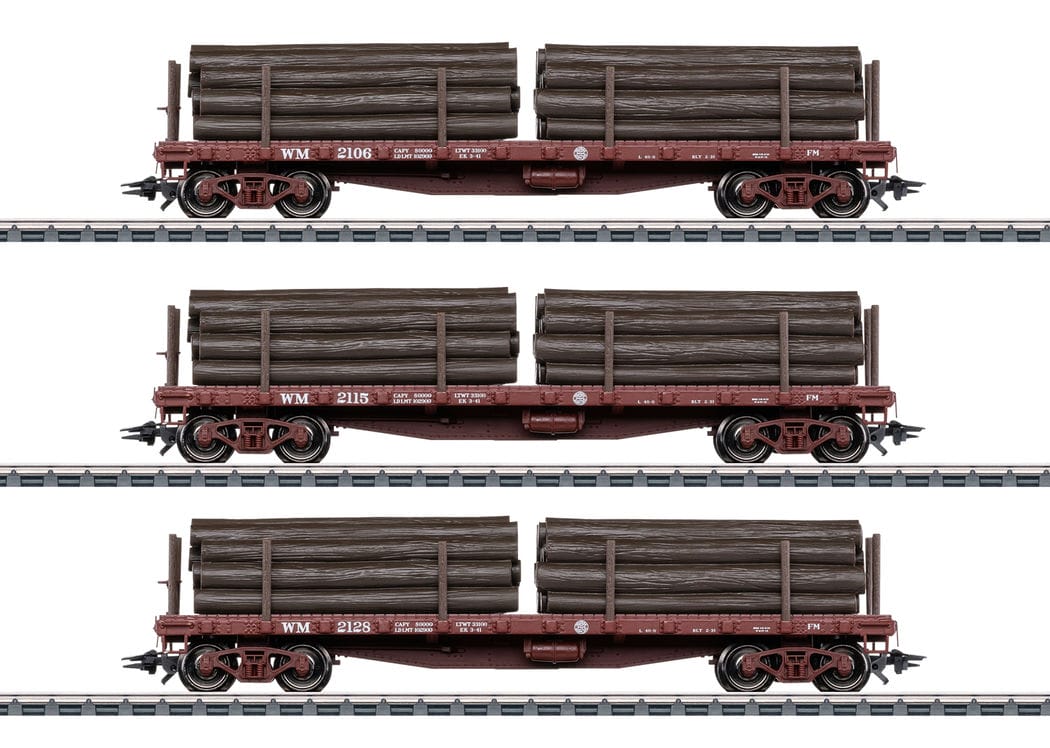 Märklin 45600 US-Flachwagen-Set 40-ft. US-Flat Car Western Maryland H0 MoBa