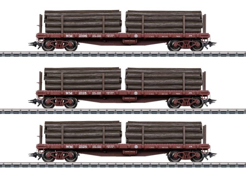 Märklin 45600 US-Flachwagen-Set 40-ft. US-Flat Car Western Maryland H0 MoBa