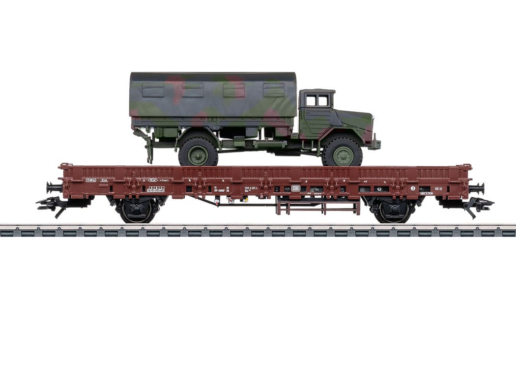 Märklin 46928 Rungenwagen Kbs 443 mit Bundeswehr-LKW DB H0 Modelleisenbahn