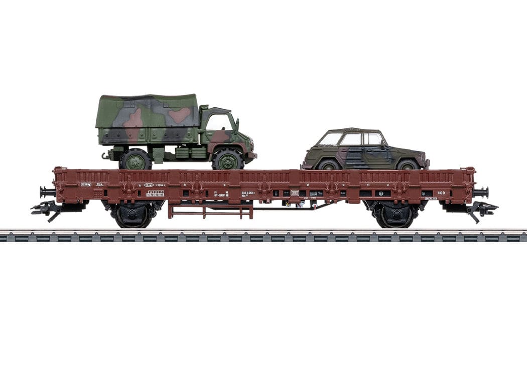 Märklin 46929 Rungenwagen Kbs 443 mit Militärfahrzeugen DB H0 Modelleisenbahn