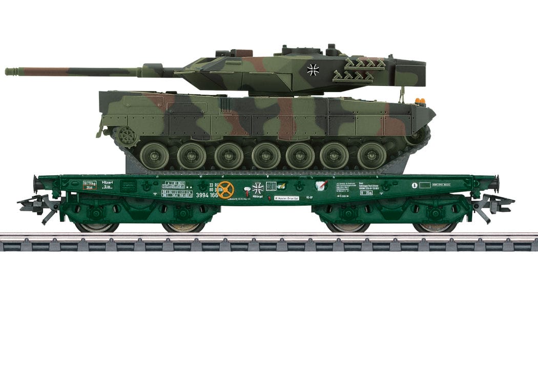 Märklin 48870 Schwerlast-Flachwagen Rlmmps mit Leopard Panzer 2 DB AG H0 MoBa