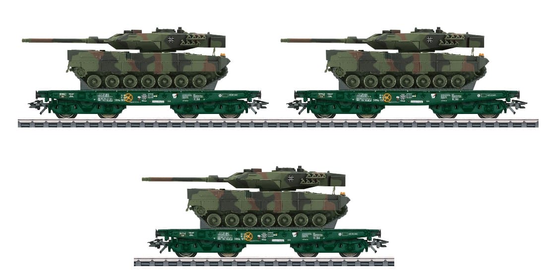 Märklin Schwerlast-Flachwagen-Set mit Leopard Panzer DB AG Epoche VI H0 MoBa