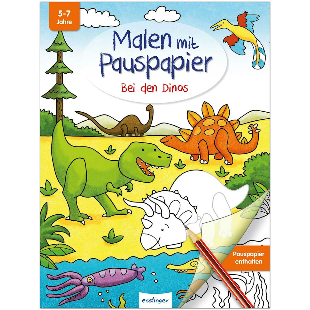 Malbuch mit Pauspapier für Kinder ab 5 Jahre – Dinos Malbuch mit Pauspapier für Kinder ab 5 Jahre – Dinos