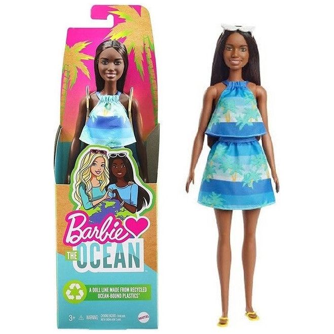 Mattel - Barbie Loves the Ocean Hawaii Puppe mit Rock und Oberteil mit Meeresaufdruck