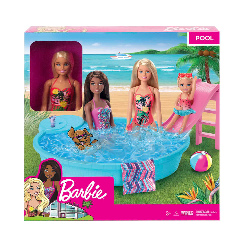 Mattel - GHL91 - Barbie Pool und Puppe (blond), Spielset