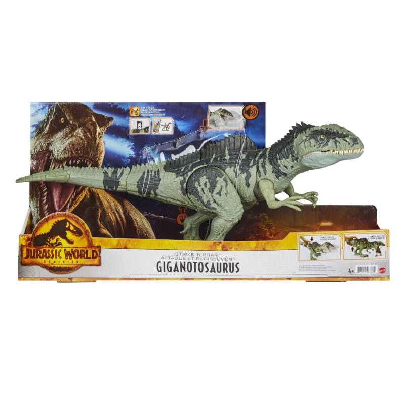 Mattel - GYW86 - Jurassic World - Strike N' Roar - Giganotosaurus mit Brüllgeräuschen, ca. 54 cm