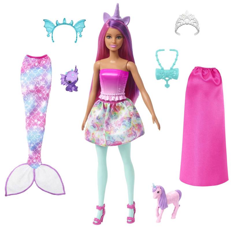 Mattel - HLC28 - Barbie Dreamtopia Puppe mit Meerjungfrauenschwanz und Baby-Einhorn