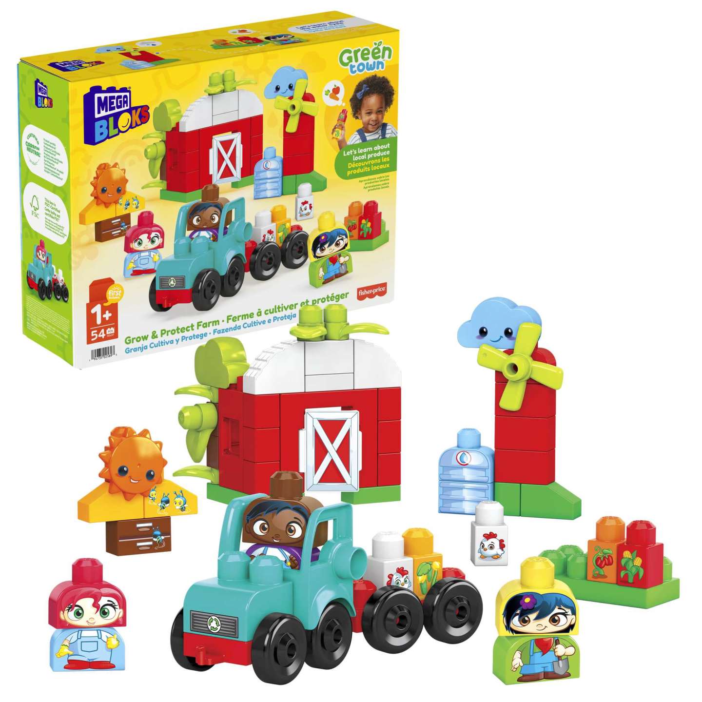 Mattel - Mega Bloks - Fisher Price - Green City Farm wächst und schützt - HDL07 - Bausteine für Kinder