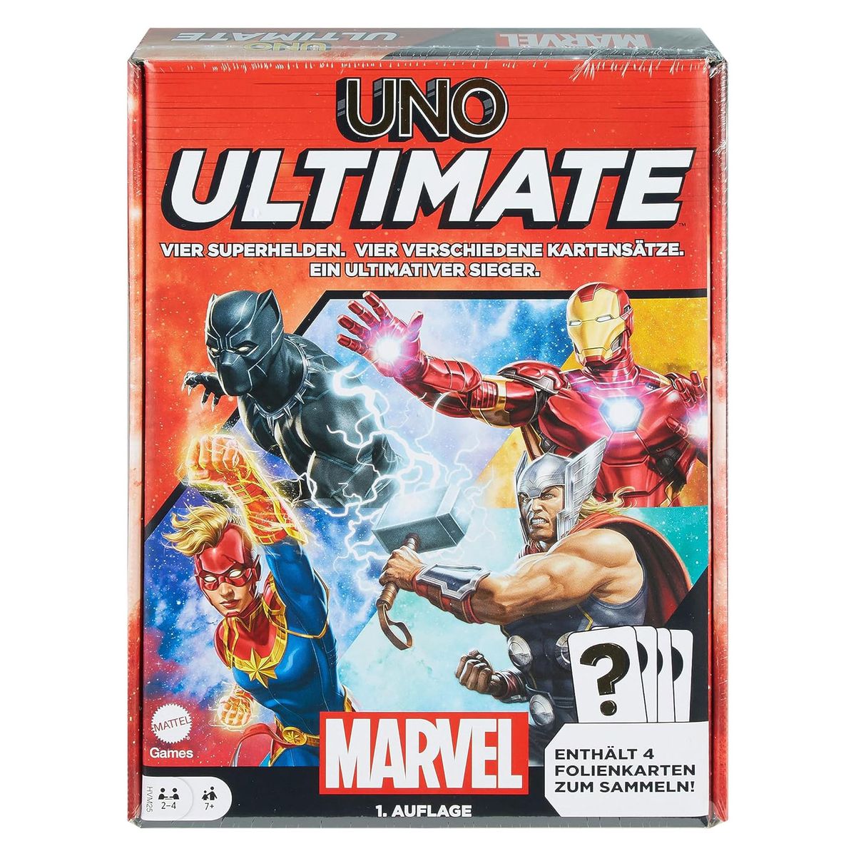 Mattel - UNO Ultimate - Marvel - Kartenspiel mit 4 Folienkarten, Spiel, Reisespiel