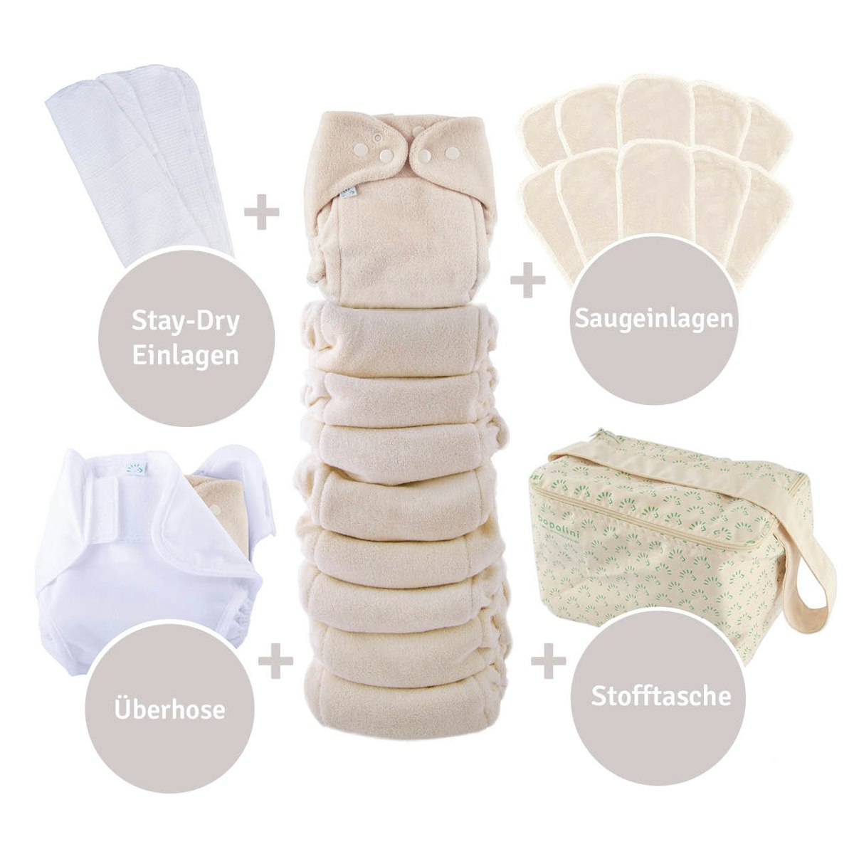 MaxiSnap Stoffwindel-Set natur, 12-24 Monate, reine Bio-Baumwolle MaxiSnap Stoffwindel-Set natur, 12-24 Monate, reine Bio-Baumwolle