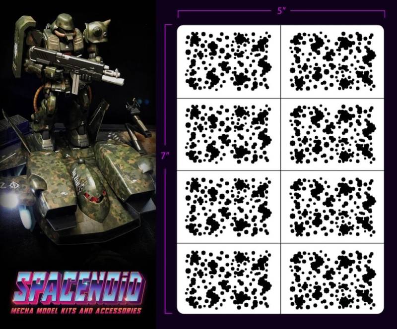 Mecha Flecktarn Camo 1/144 Airbrush Stencil Spacenoid Mech Schablonen Maskierung