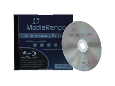 MediaRange Bluray Rohlinge BD-R 25GB 6x Jewelcase, 5 Stück