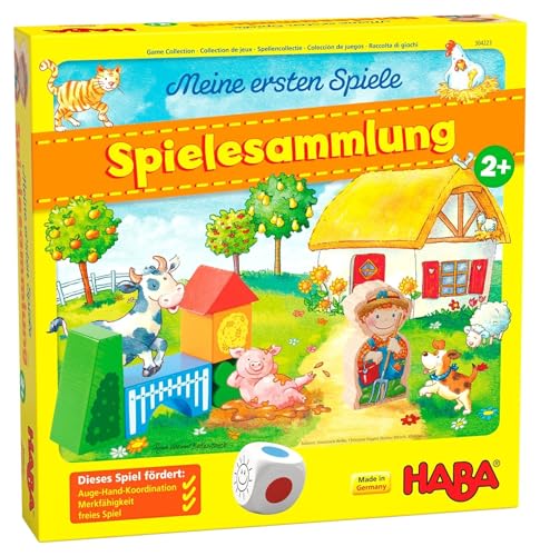 HABA 304223 - Meine ersten Spiele Spielesammlung, 10 erste Spiele auf dem Bauernhof für 1-3 Kinder ab 2 Jahren von HABA