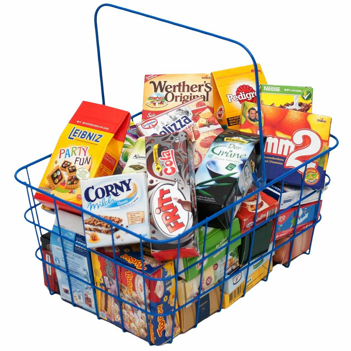 Metall Einkaufskorb mit Verkaufsverpackungen Metall Einkaufskorb mit Verkaufsverpackungen