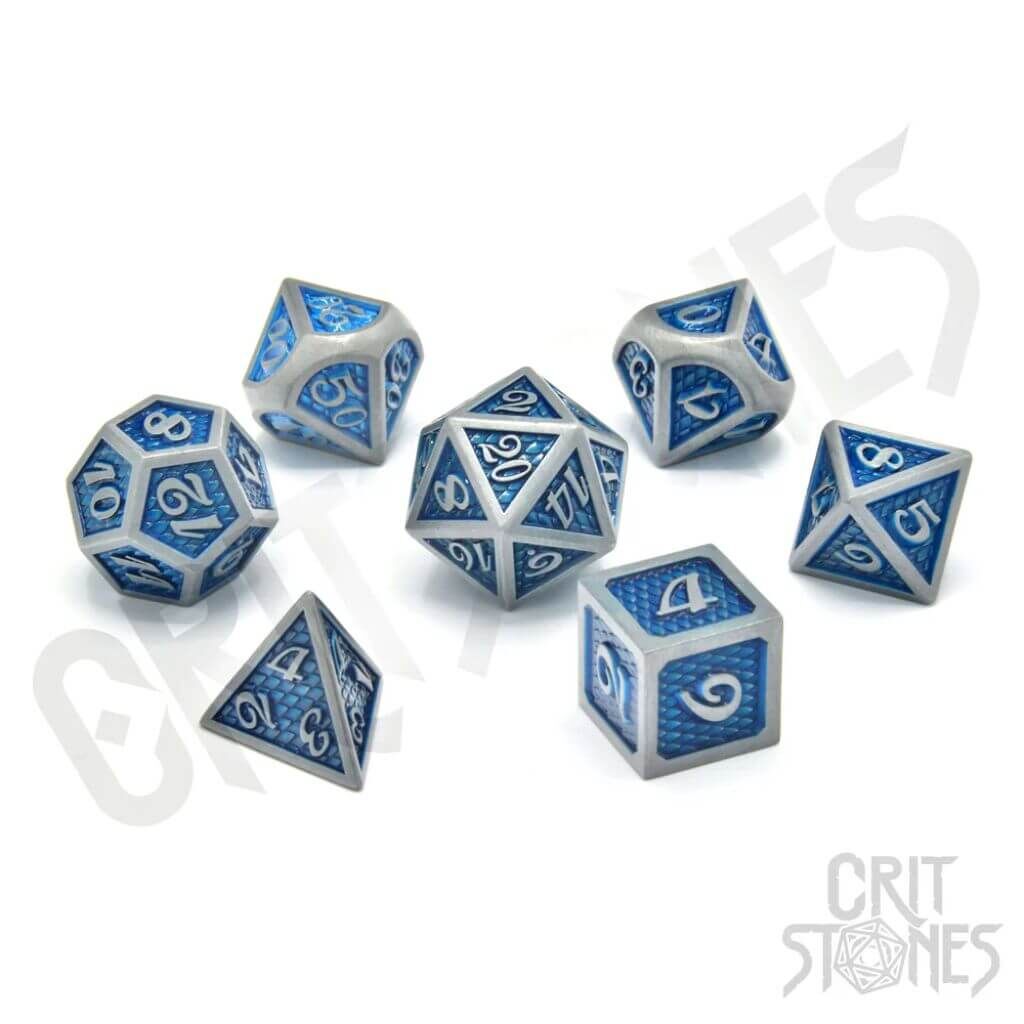 Metall RPG Würfel Set Blue Dragonhide