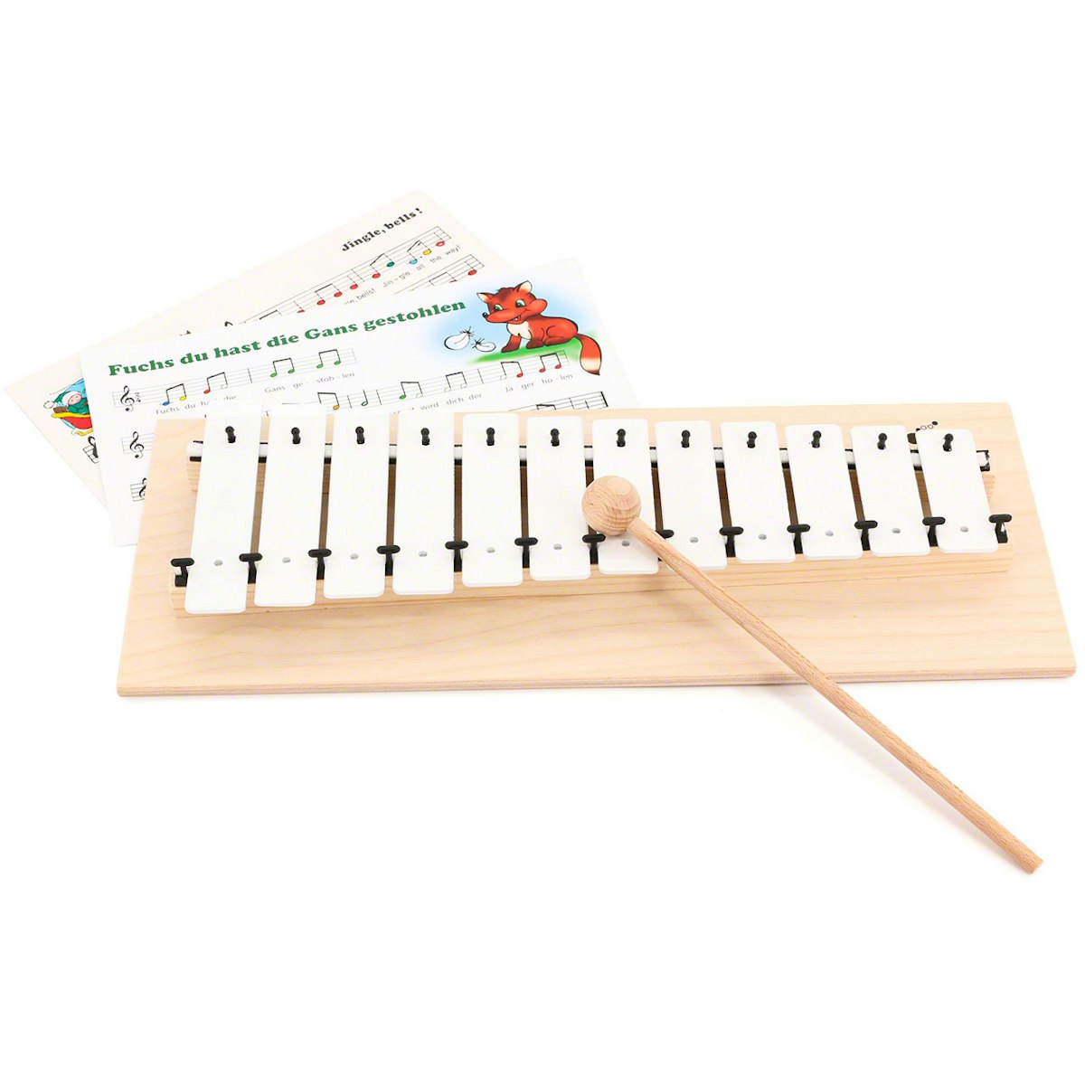 Metallophon weiss mit Holzkugelschlegel ab 3 Jahre Metallophon weiss mit Holzkugelschlegel ab 3 Jahre