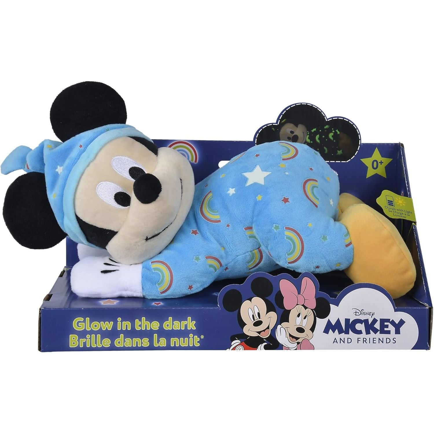 Mickey Maus Kuscheltier Baby im Strampler 30 cm - Glow in the Dark