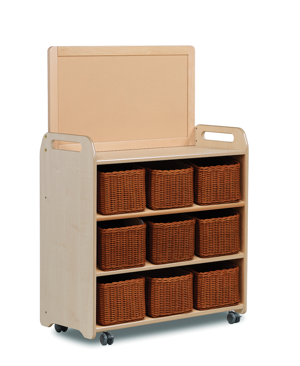 Mobiles Regalsystem mit oberer Ablagefläche und 9 Körben Mobiles Regalsystem mit oberer Ablagefläche und 9 Körben