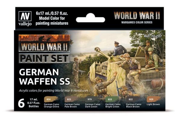 Model Color WWII German Waffen SS Infantry Paint Set 6 Vallejo 70.207 WW2 Paints