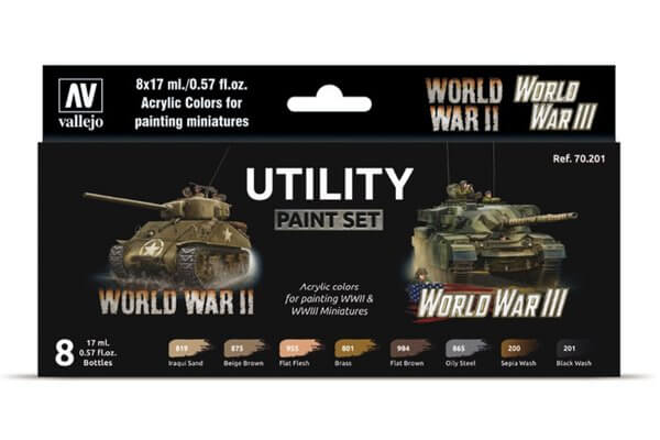 Model Color WWII WWIII Utility Paint Set 8 Vallejo 70.201 Allround farben