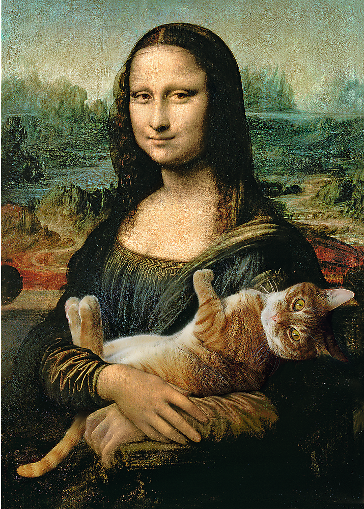 Mona Lisa mit schnurrender Katze Mona Lisa mit schnurrender Katze