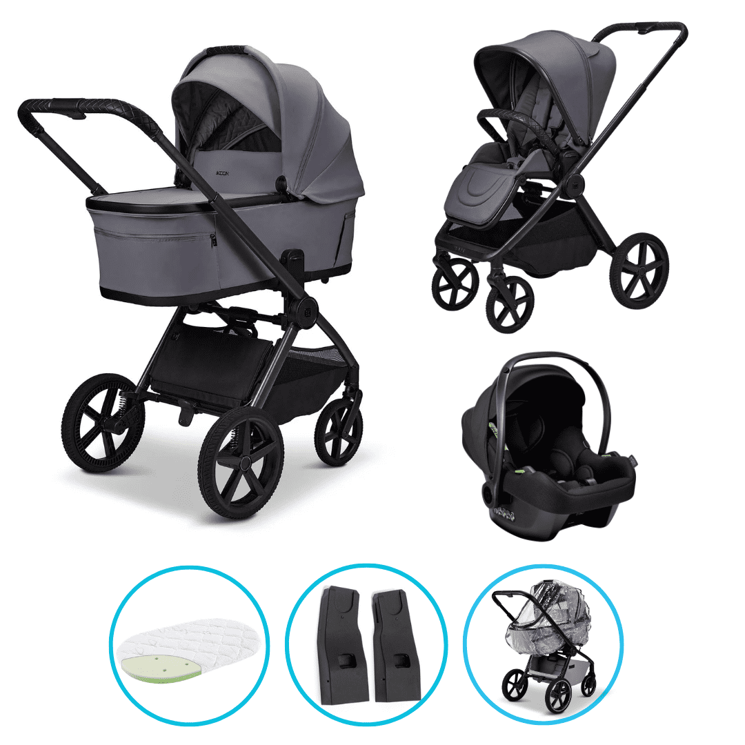 Moon GIO Fold 3in 1 Kombikinderwagen Graphite mit Babyschale Cosmo 2.0 und Lightweight-Rädern inkl. GRATIS Regenverdeck Moon GIO Fold 3in 1 Kombikinderwagen Graphite mit Babyschale Cosmo 2.0 und Lightweight-Rädern inkl. GRATIS Regenverdeck