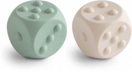 Mushie Dice Press Toy 2er Set Cambridge Blue/Shifting Sands